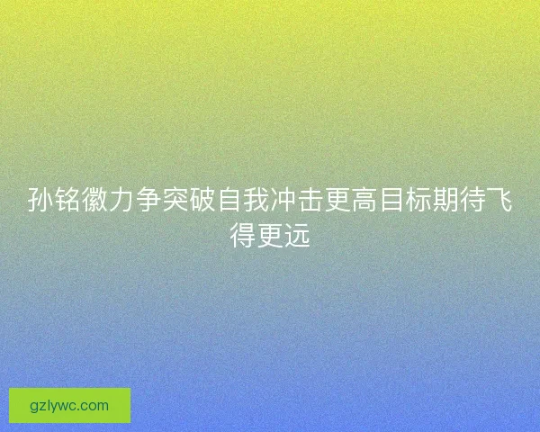 孙铭徽力争突破自我冲击更高目标期待飞得更远