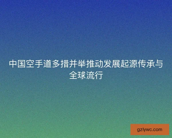 中国空手道多措并举推动发展起源传承与全球流行